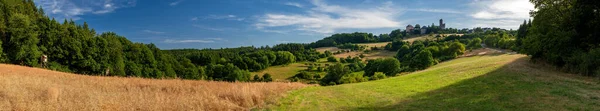 Középkori Greifenstein Kastély Burg Greifenstein Greifenstein Falu Városképe Lahn Dill — Stock Fotó