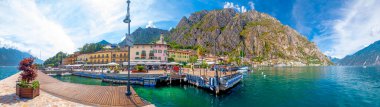 Esplanade of Limone sul Garda at Lake Garda in northern Italy