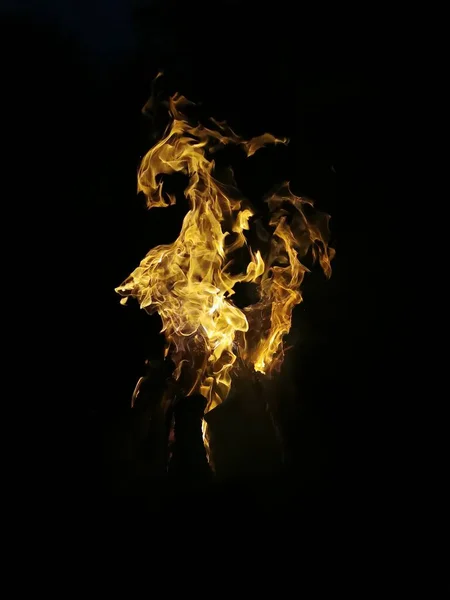 Fire Flames Smoke Burning Flame Black Background Close Copy Space — Zdjęcie stockowe