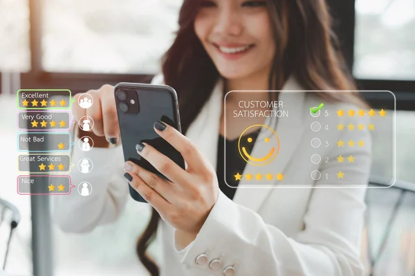 Survey of customers opinions on products  services Users rate and share experiences online applications to rate business reputation and credibility. entrepreneurs use smartphone feedback with a smile.