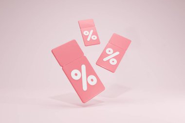 Arkaplan Perspektifinde Yüzdelik İşareti İzole Edilmiş 3B Renkli Semboller İndirimli Coupons Unsurları Tanıtımı