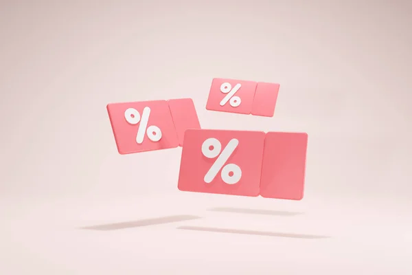 Rendering Pink Color Symbols Discount Coupons Element Promotion Percentage Sign — Stok fotoğraf