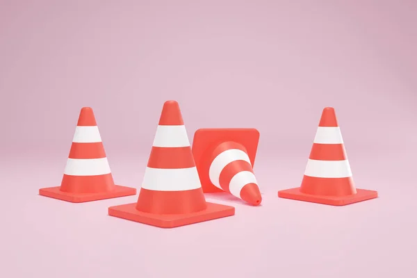 Rendering Red Traffic Cone Construction Isolated Unformatted Number Four — Fotografia de Stock