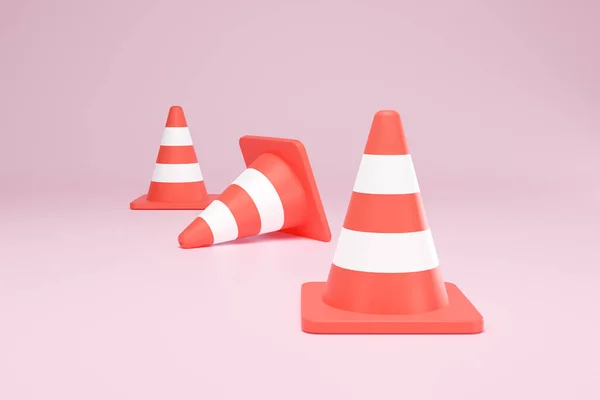 3D Rendering Red Traffic Cone Construction Isolated Unformatted Number One