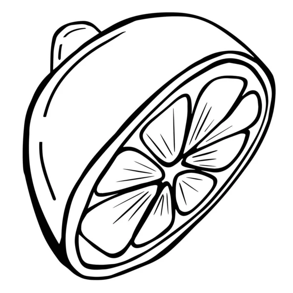 Black Doodle Lemon Handdrawn Citrus Illustration — Stock vektor
