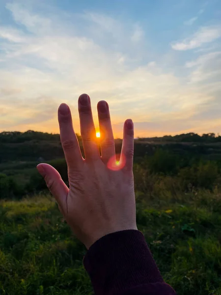 Hand Background Sunset — Fotografia de Stock