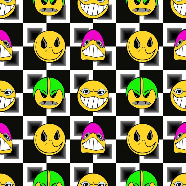 Halloween Seamless Pattern Cartoon Faces — Stock vektor