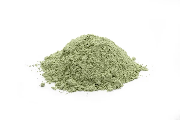 Green Cosmetic Clay Powder Isolated White Background — Stock fotografie