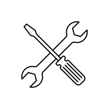 İngiliz anahtarı ve tornavida anahat simgesini