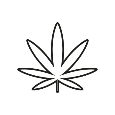 Esrar, marihuana yaprağı çizgisi simgesi - düzenlenebilir felç