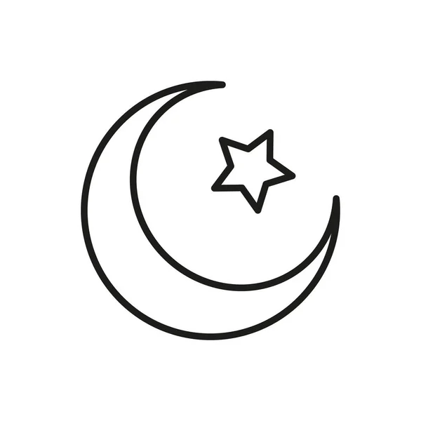 Star Crescent Symbol Islam Flat Icon Editable Stroke — 图库矢量图片