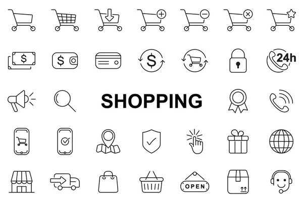 Shoping Icons Editable Stroke — стоковый вектор