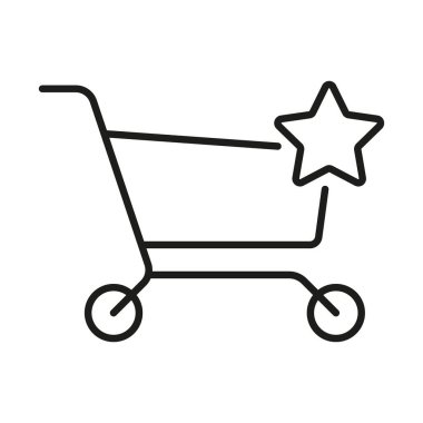 Yıldız işareti simgesi olan alışveriş arabası - düzenlenebilir vuruş