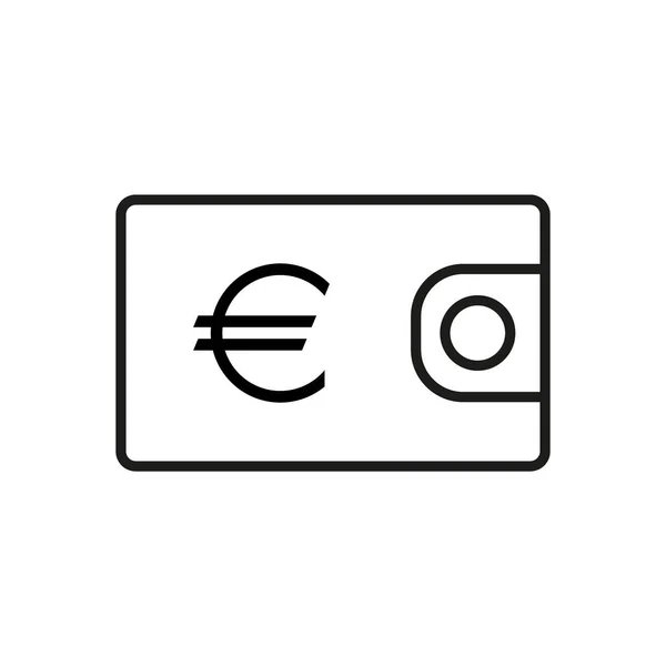 Euro Wallet Icon Editable Stroke — 스톡 벡터