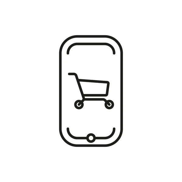 Phone Icon Shopping Cart Editable Stroke — стоковый вектор