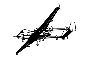 Military strike combat airplane - hand drawn - vector illustration