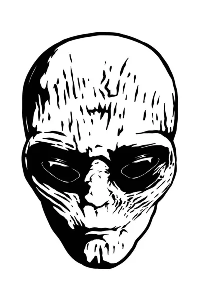 Extraterrestrial Alien Face Hand Drawn Vector Illustration —  Vetores de Stock