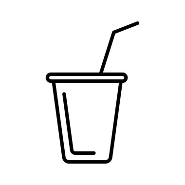 Drink with straw icon - Editable stroke