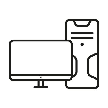 Desktop computer icon - Editable stroke