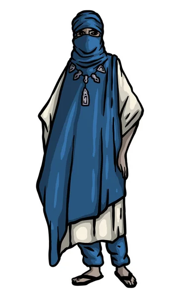 穿着传统的蓝色长袍的图阿雷格游牧民族 — 图库矢量图片