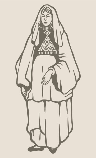 Toureg женщина в традиционном платье - Out line