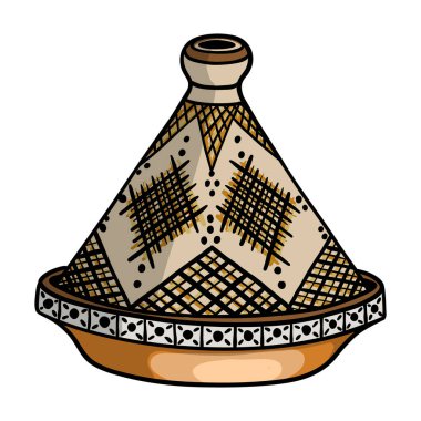 Hand Painted traditional Algerian Ceramic Cooking Tagine clipart