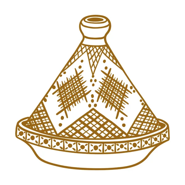 Ручная Роспись Традиционной Алжирской Керамической Кухни Tagine Out Line — стоковый вектор