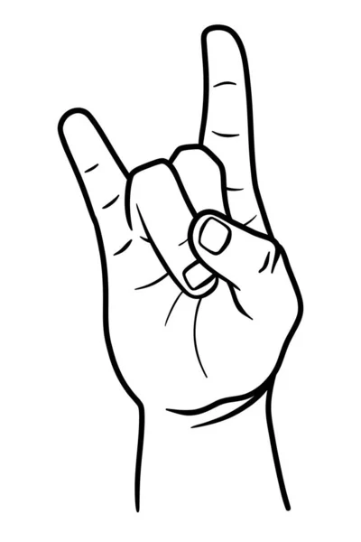 Rock Gesture Símbolo Vector Ilustración Línea Salida — Vector de stock