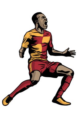 Futbolcu sahadaki golünü kutluyor.