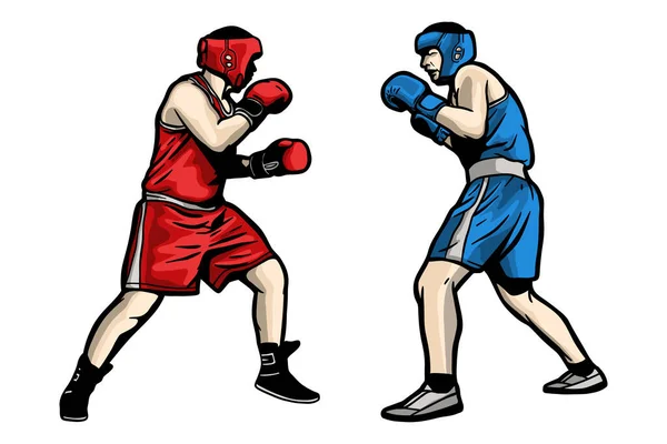 两个专业拳击手拳击 矢量插图 — 图库矢量图片