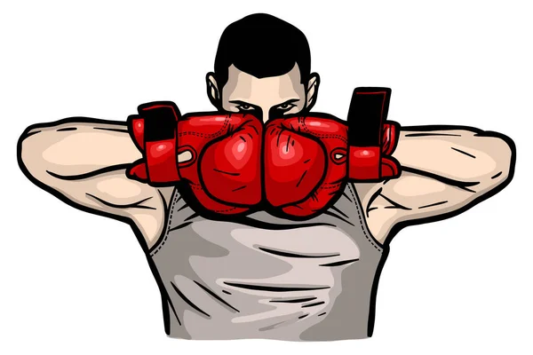 Profesional Boxeador Hombre Muscular Ilustración Vectorial — Vector de stock