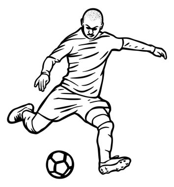 Futbolcu topa vuruyor - vektör illüstrasyonu - Çizgi dışı