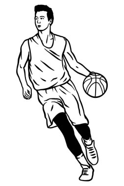 Top ile koşan basketbolcu.
