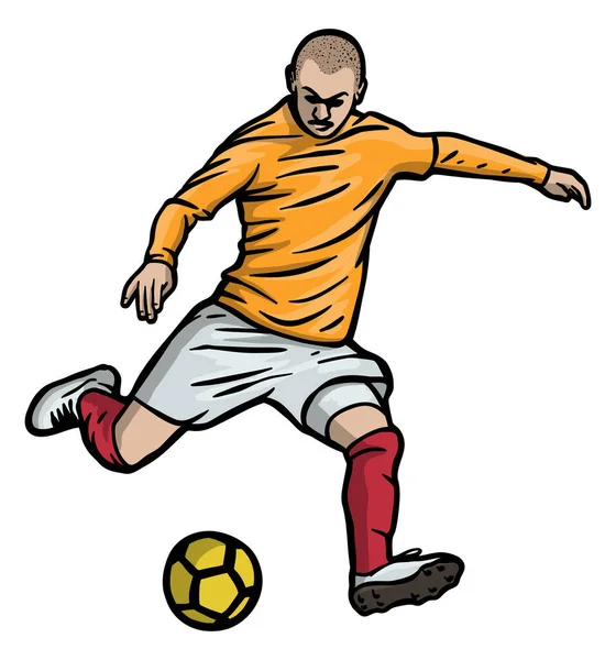 Joueur Football Ballon Illustration Vectorielle — Image vectorielle