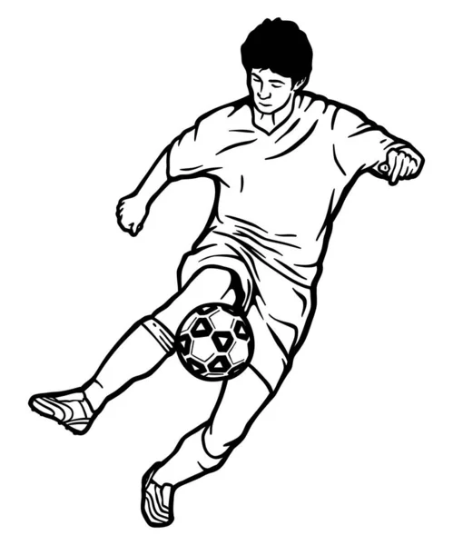 Jugador Fútbol Driblando Ilustración Vectorial Línea Salida — Archivo Imágenes Vectoriales