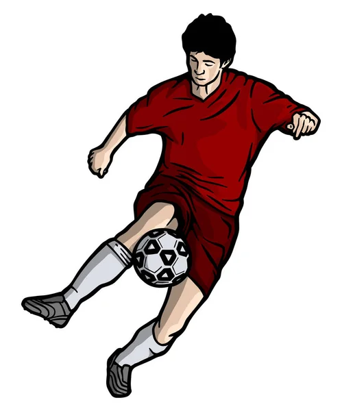 Fotbollsspelare Dribbling Vektor Illustration — Stock vektor