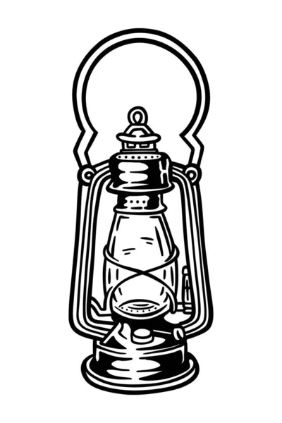 Lámpara Queroseno Antiguo Ilustración Vectorial Out Line — Vector de stock