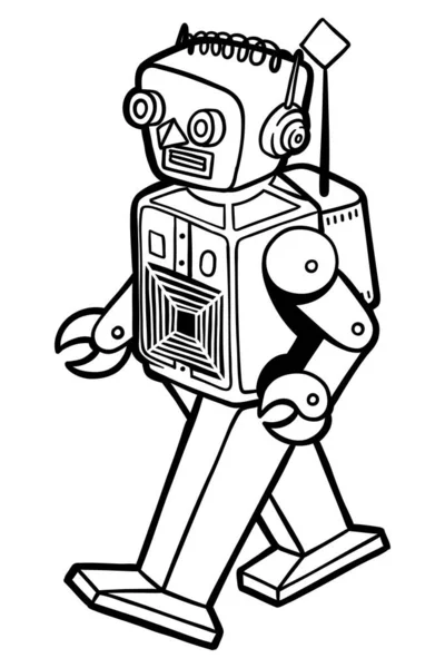 Klasik oyuncak robot - vektör illüstrasyonu - Satır dışı