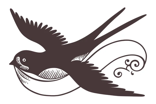 Swallow Holding Banner Ribbon Εκτός Γραμμής — Διανυσματικό Αρχείο