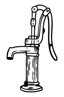 Klasik su pompası - vektör illüstrasyonu - devre dışı