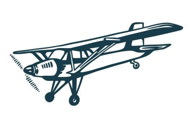 Klasik Hafif Uçak - elle çizilmiş illüstrasyon