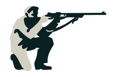 Klasik Biatlon Siluet Çekimi - el çizimi illüstrasyon