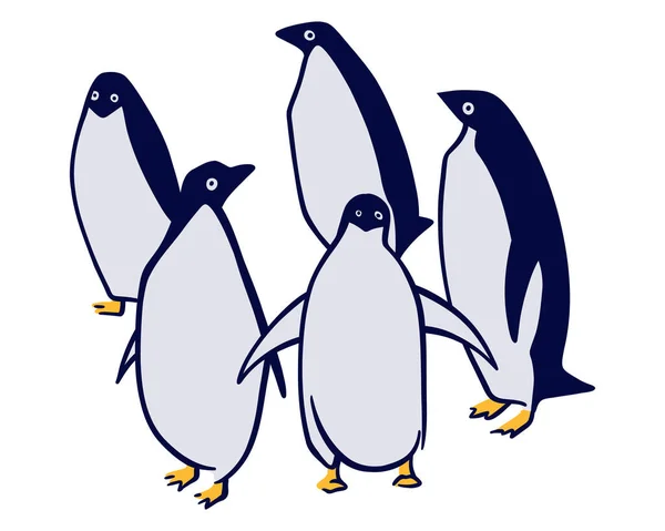 Grupo Pinguins Animais Ártico Gelo Aves Antártida — Vetor de Stock