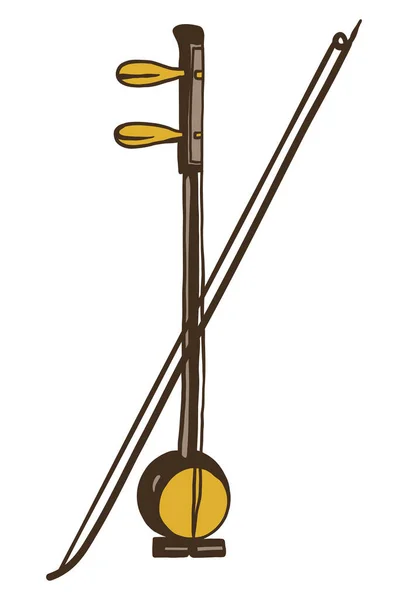 Oude Chinese Muziekinstrumenten Erhu — Stockvector