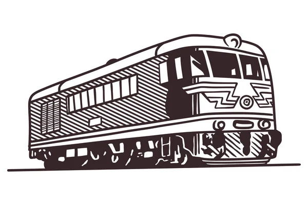Old Head Train Kézzel Rajzolt Illusztráció — Stock Vector