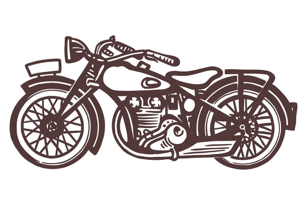 Klasik Motosiklet Çizimi Illüstrasyon Çizgi Dışı — Stok Vektör