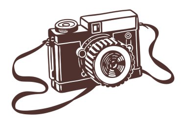 Klasik fotoğraf makinesi - el çizimi illüstrasyon