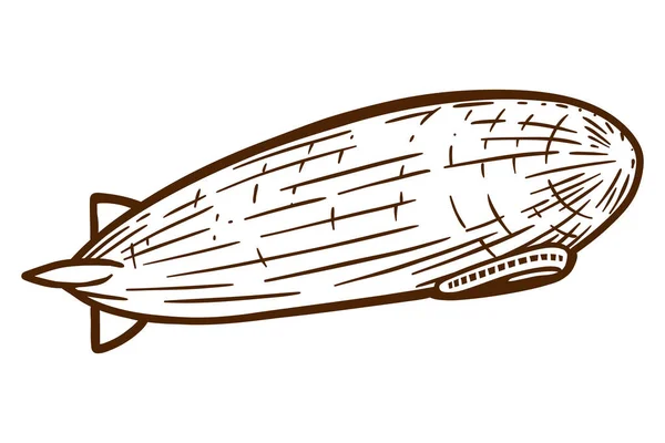 Vintage Airship Zeppelin Ilustração Desenhada Mão — Vetor de Stock