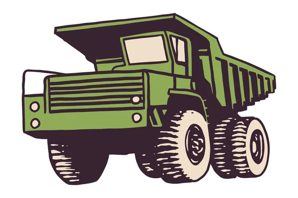Vintage Górniczy Samochód Ciężarowy Ręcznie Rysowane Ilustracji — Wektor stockowy