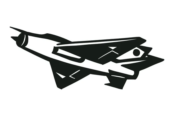 Avión Combate Militar Ilustración Dibujada Mano — Vector de stock